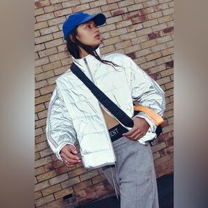 Free people Pippa Reflective Packable Puffer Jacket silver